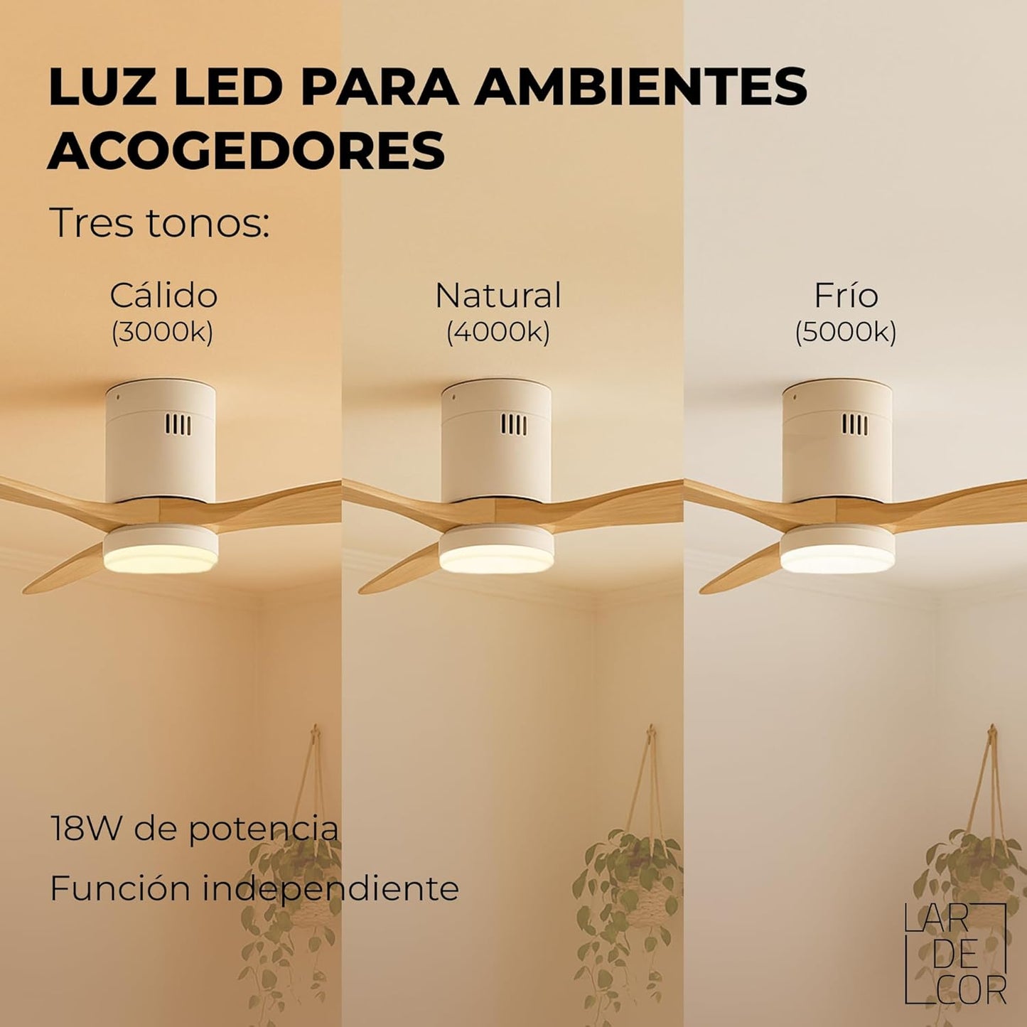 VENTILADOR DE TECHO CON ASPAS DE MADERA Y MANDO