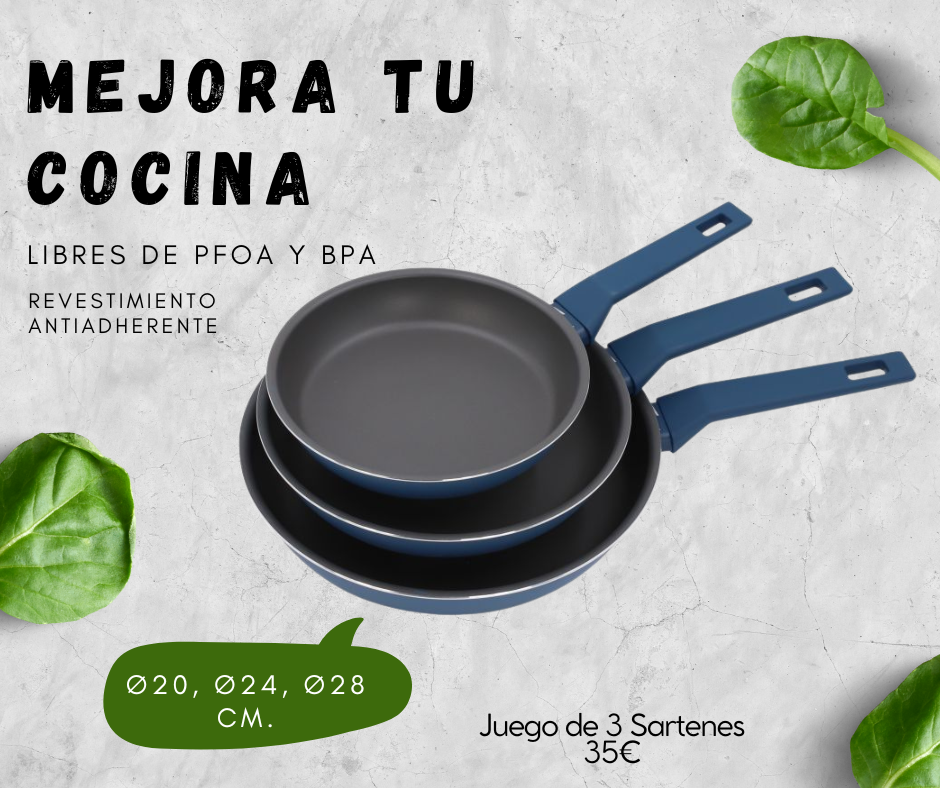 Juego de 3 sartenes de revestimiento antiadherente  Ø20, Ø24, Ø28 cm. THULO COLORES