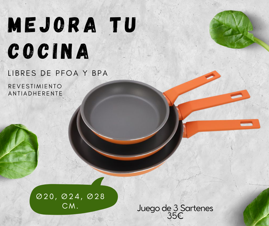 Juego de 3 sartenes de revestimiento antiadherente  Ø20, Ø24, Ø28 cm. THULO COLORES