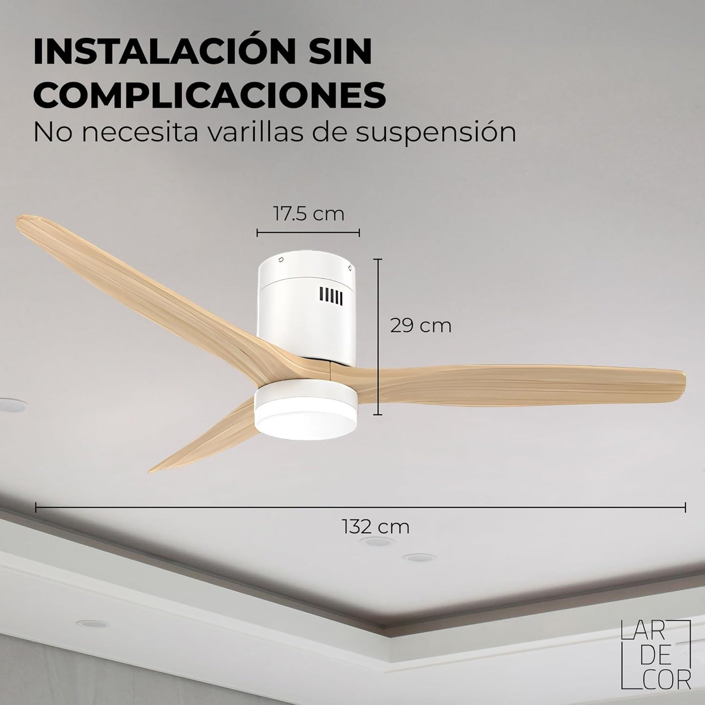 VENTILADOR DE TECHO CON ASPAS DE MADERA Y MANDO