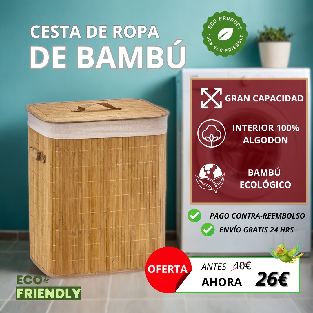 CESTA DE BAMBÚ PARA ROPA