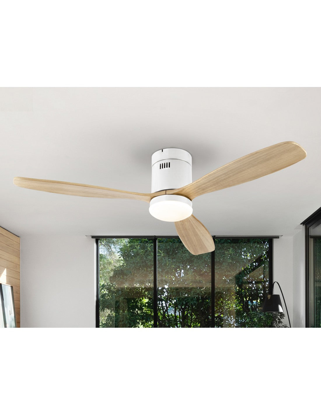 VENTILADOR DE TECHO CON ASPAS DE MADERA Y MANDO